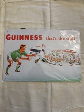 Guinness ‘That’s The Stuff’ Metal Beer Sign Rugby 8x12” Beer NEW