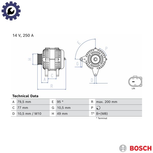 Alternator 986 086 360 - alternator, for