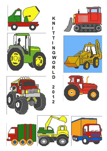 Boys construction intarsia