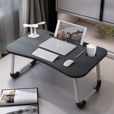 Folding Laptop Table Bed Tray USB Port Fan Notebook Stand Computer Desk +Drawer