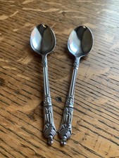Set of 2 Vintage Chrome Plated Apostle Teaspoons/Coffee  Spoons  - C20 
