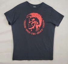 Diesel Only The Brave T Shirt Size L Short Sleeve Vintage Y2K Black 