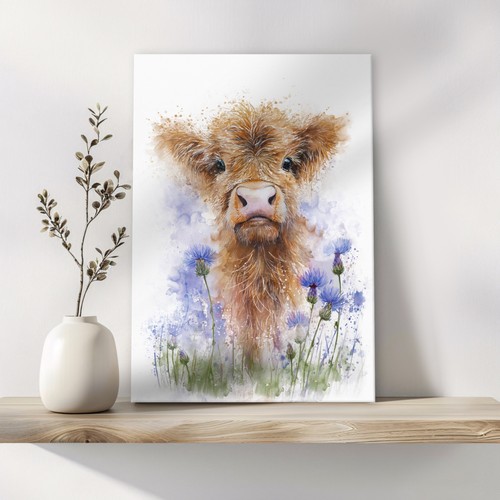 Highland cow calf - highland, wall