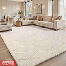 160x230cm 3D Carved Cream Rug