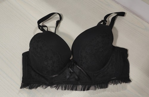 Black lace longline corset bra - lace,