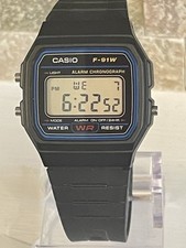 CASIO F-91W Alarm Chronograph Men’s Retro watch, Quartz, 35mm Face..