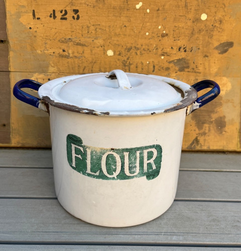 Vintage white blue - &, enamel