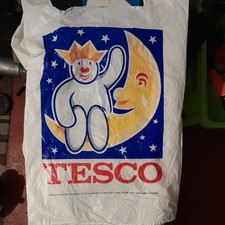 Christmas Vintage 1980's / 90’s TESCO Plastic Carrier Bag - 24 X 11 Inches