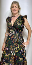 Oliver Bonas Dress Wrap Fit&Flare Safari/Animal Print WovenFabric Pockets RRP£85