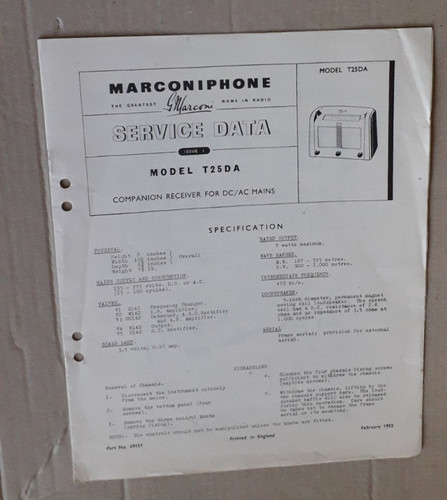 Marconiphone model t25da - marconiphone,