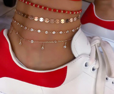 Silver/gold heart Women Ankle Bracelet Anklet Foot Chain Boho Beach Beads UK