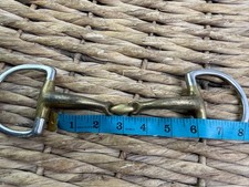 S/H 6” Curved Gold Mouth Lozenge Flat Ring Eggbutt Snaffle Bit