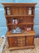 Dolls House  Miniatures  Wooden  Kitchen Welsh Dresser  + Accessories  As Shown