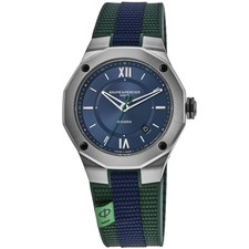 New Baume & Mercier Riviera Blue Dial Color Fabric Strap Men's Watch 10688