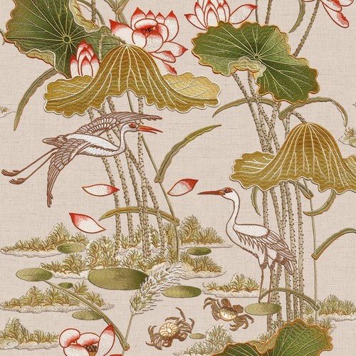 Design taupe lotus pond - id,