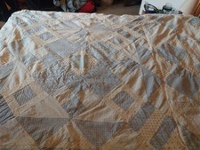 Double Patchwork Quilt Blue And White  Cotton Fabric