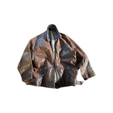 Leather jacket men Brown 60s Western Ranch Cowboy Miliitary Style Hide