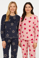 Ex MS Store Lounge Wear Pyjamas Set Womens Ladies PJ Pants Fleece Nightwear Size