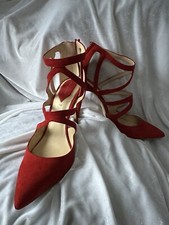 Zara Woman Red Suede Strappy