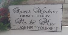 Rustic Wedding Sweet Table Sign Sweet Wishes Mr & Mrs Candy Bar Candy Cart Sign