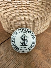Porcelain Pot Lidded Antique Advertising Searcy's Oriental Salt Trademark Lid