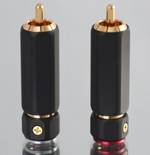 2 PRO PHONO RCA PLUGS Heavy Duty Locking WBT Type Connectors 9mm Cable Entry