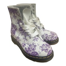 Dr Marten Boots Pascal Vonda Floral Print Purple White Air Wair Bouncing Sole 4