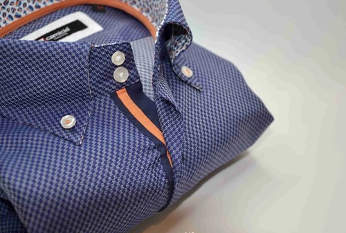 Men navy shirt with orange - navy,