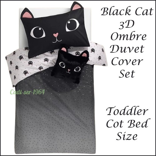 Black cat ombre toddler cot - black,