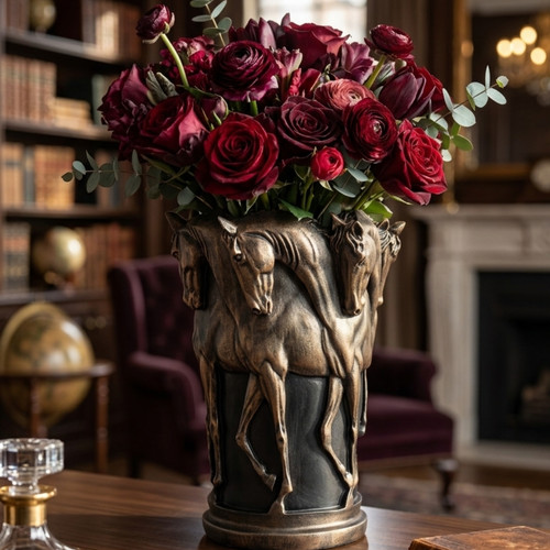 Antique bronze equestrian - antique, vase