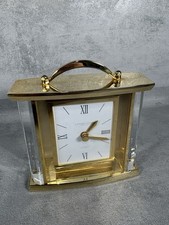 Art Deco Style Brass  Mantle Clock with Crystal London Clock Company TESTED