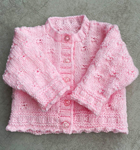Baby pink hand knitted