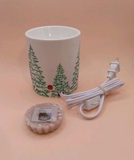 YANKEE CANDLE "GLITTERED PINE TREES" Ceramic Electric WAX TART WARMER & TART Lot