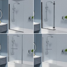 Pivot 4 Folding L Shape Hinged Bath Shower Screen P Shaped Glass Return Panel