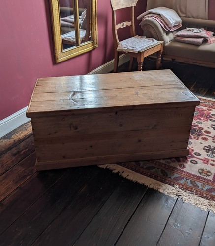 Antique pine blanket box chest - pine,