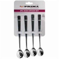 4 STAINLESS STEEL LONG REACH HANDLED ICE CREAM SODA SUNDAE SUNDAY LATTE SPOONS