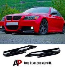 BMW 3 Series E90 E91 PRE-LCI Gloss Black Front Corner Splitters M Sport 2004-08