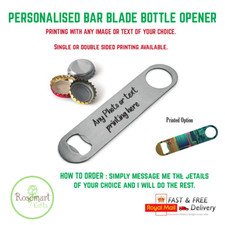 Personalised Custom Printed With Text Stainless Steel Bar Blade Bottle Opener