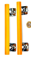 PAIR AMBER/BUTTERSCOTCH BAKELITE ART DECO DOOR PULL HANDLES PHENOLIC CATALIN