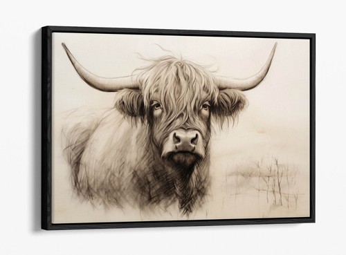 Highland cow sepia charcoal - cow,