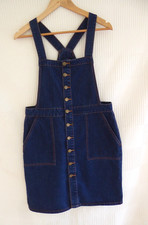 TU dk blue denim button front