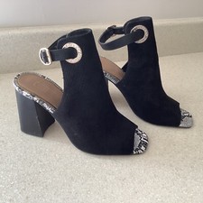 River island black suede high front block heel shoes ladies size 6 worn twice 