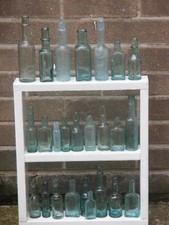 25x AQUA HOUSEHOLD GLASS BOTTLES TABLE DECORATION WEDDING FAVOURS PROP JOB LOT
