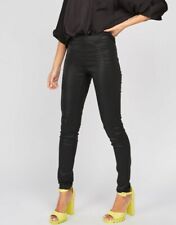 SIZE 8 10 14 16 BLACK WAX F LEATHER LOOK PVC SKINNY JEGGINGS TROUSERS JEANS NEW