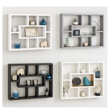Modern Intersecting Floating Wall Shelves Space Saving 7-Cube Display Rack