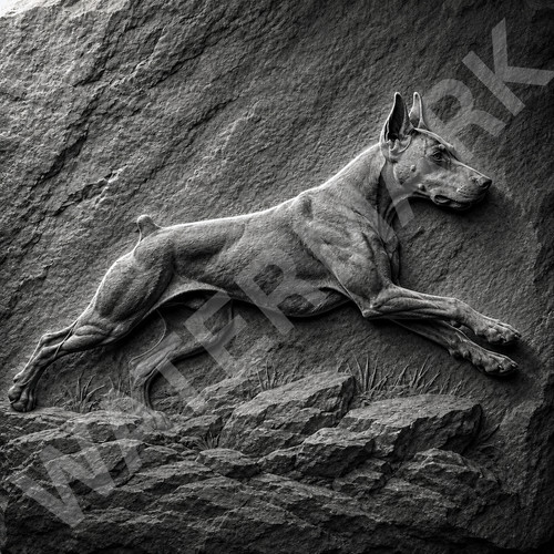 Doberman engraved slate