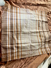 Vintage Brown/Russet Cotton Farmhouse Tablecloth 82cm x 85cm Shabby Chic 1960s