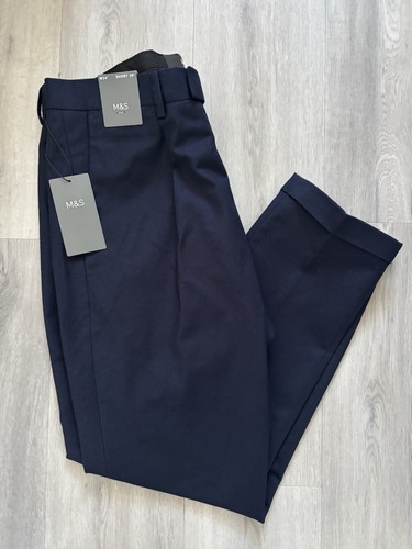 Mens navy blue pleat - mens, front