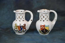 VINTAGE  PUZZLE JUGS ONE is JR& Co Victoria China CRESTED WARE POTTERY ORNAMENTS