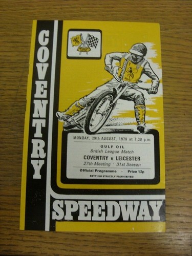 1978 speedway programme - 28/08/1978,
